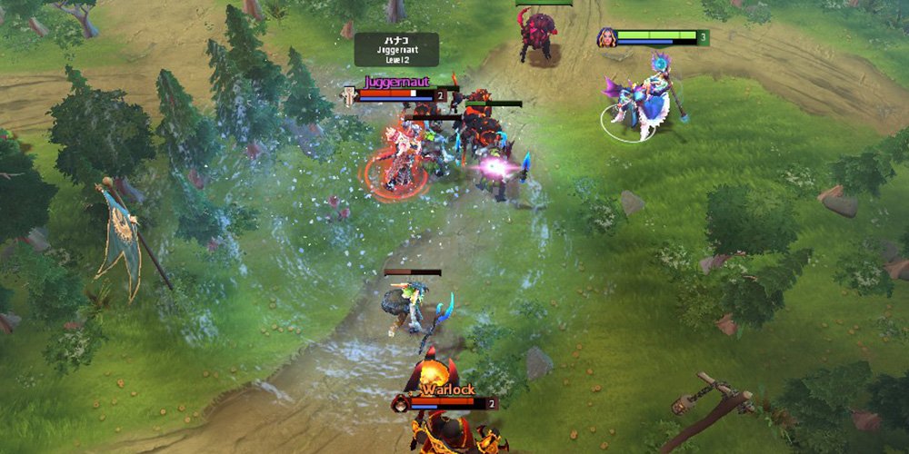 Crystal Maiden uses Crystal Nova on Juggernaut in Dota 2.