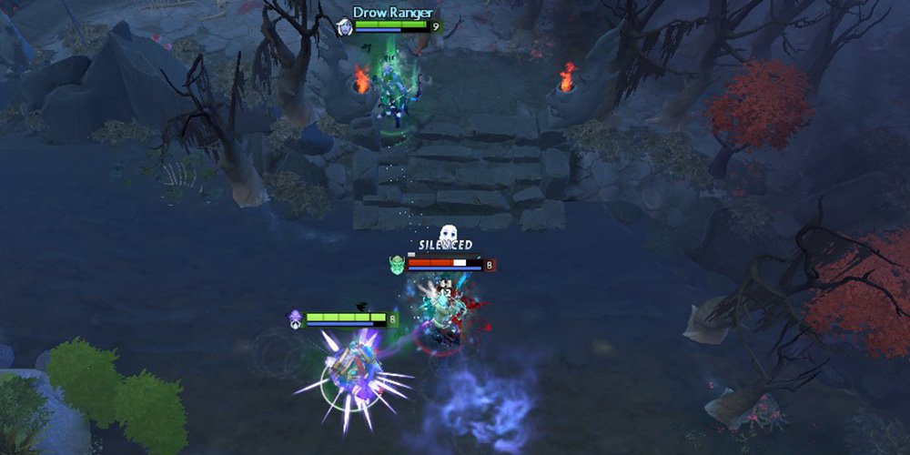 Dark Seer hits Necrophos with his ally near the river. 