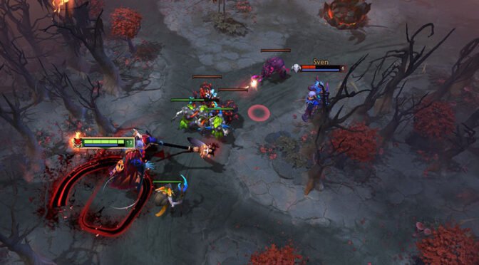 Grimstroke uses a ranged spell on Sven